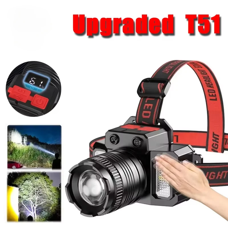 LED Sensor Headlamp Camping Search Light Rechargeable Powerful Head Lamp Front Lanterns Headlights 5 Styles Head Flashlight