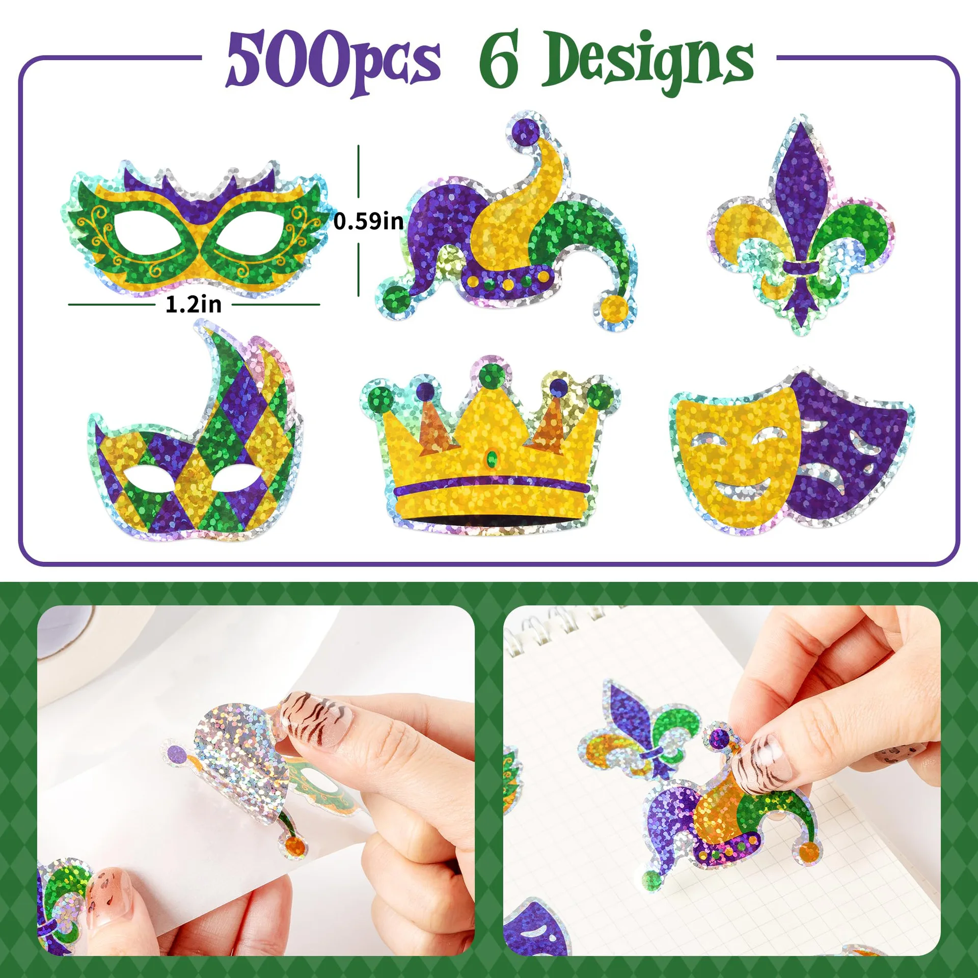 500pcs Carnival Mask Crown Decoration Stickers Graffiti Stickers DIY Phone Guitar Laptop Notebook Suitcase Waterproof Gift Decal