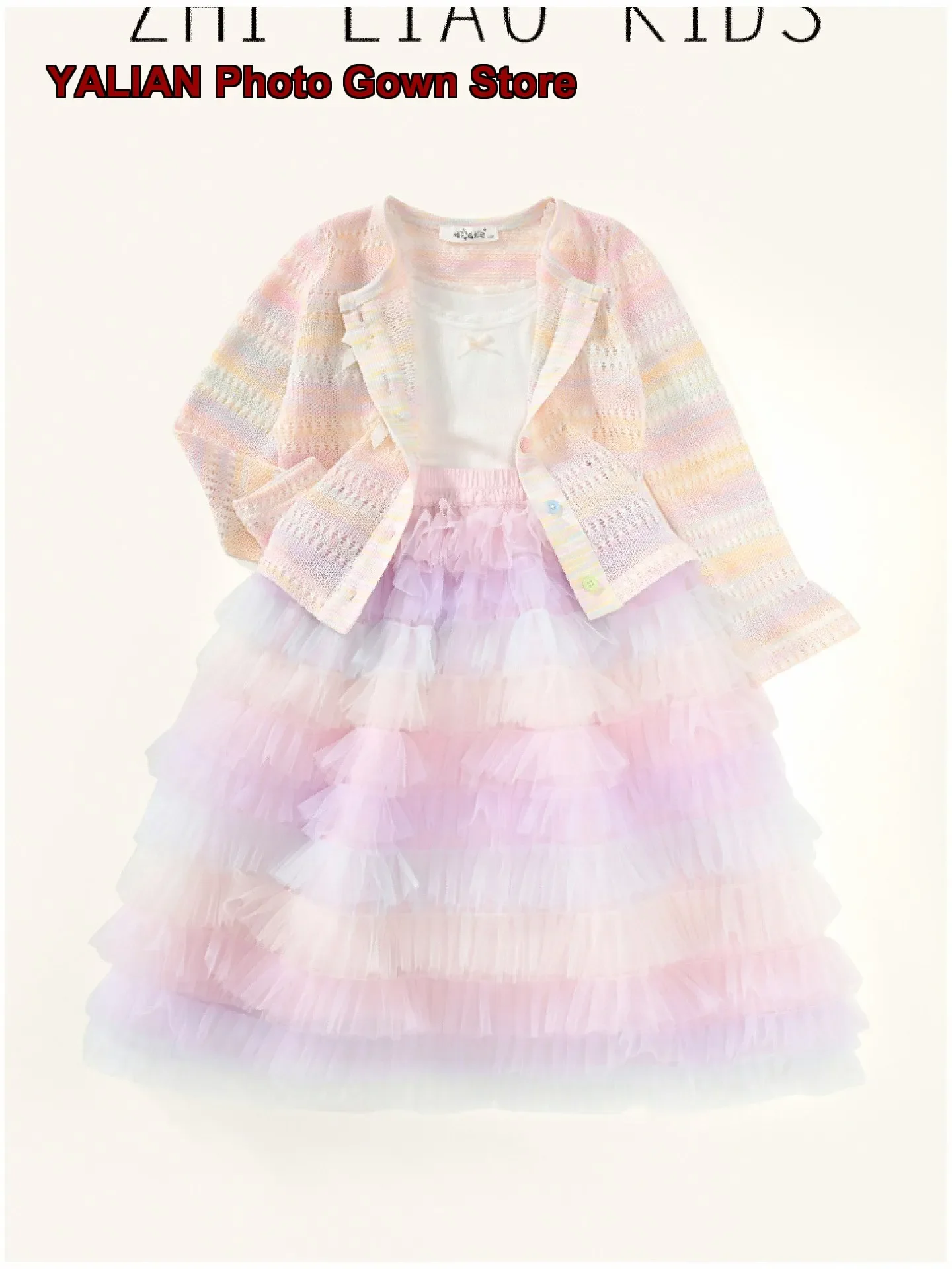 Zhi Le Growth Record Girls Multicolor Thin Knit Spring Girl Stylish Lightweight Jacket