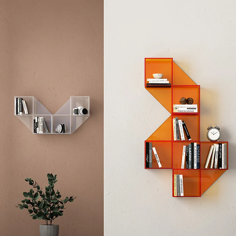 Creative modeling living room wall acrylic bookshelf bedroom bedside wall storage rack