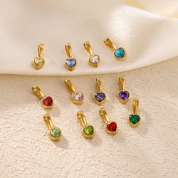 3PCS/LOT 18K Gold Plated Zircon Heart Charms, Love Pendant for Valentine DIY Jewelry Gift