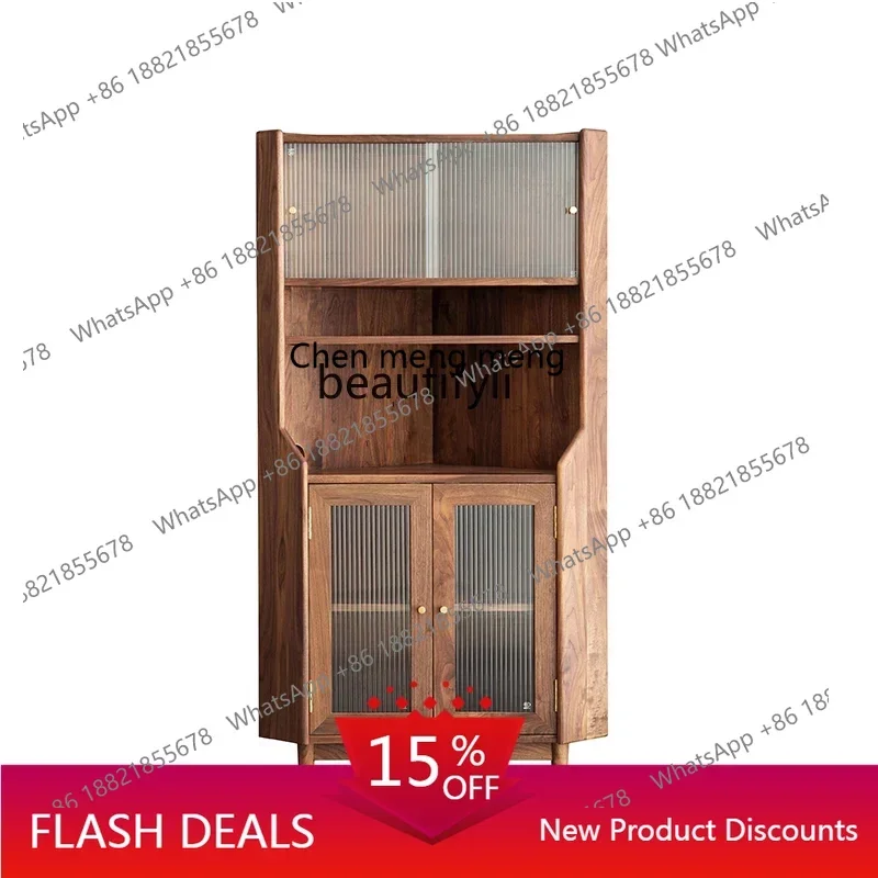 

z11Nordic living room black walnut triangular cabinet dining room solid wood corner cabinet corner wine cabinet simple and moder