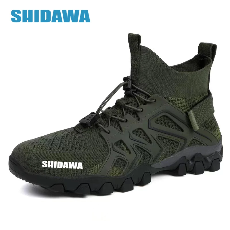 New SHIDAWA Men's Fishing Shoes Mesh Quick Drying Breathable Wading Shoes Outdoor Non-slip Sports Shoes Hunting Hiking Boots 46