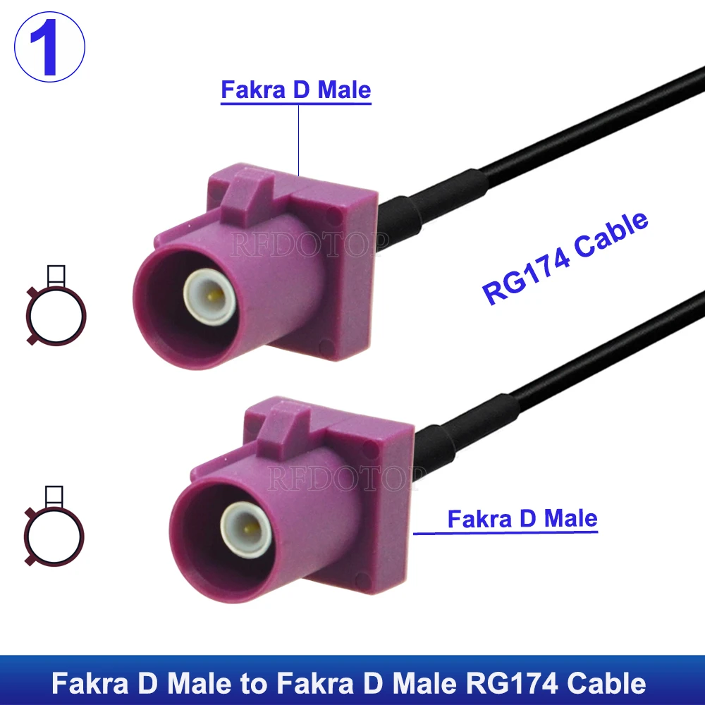 1Pcs RG-174 Bordeaux Purple Fakra D Code Male Female RG174 Pigtail for GSM RF Coaxia Extension Cable Fakra Jumper 10CM~20M