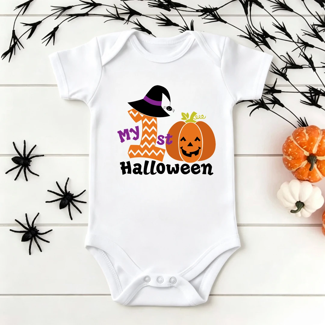 Mi Primer Disfraz de Halloween para Bebé, Body de Algodón para Bebé, Gorro de Bruja, Estampado de Calabaza, Traje de Primer Halloween para Recién Nacidos, Niños y Niñas