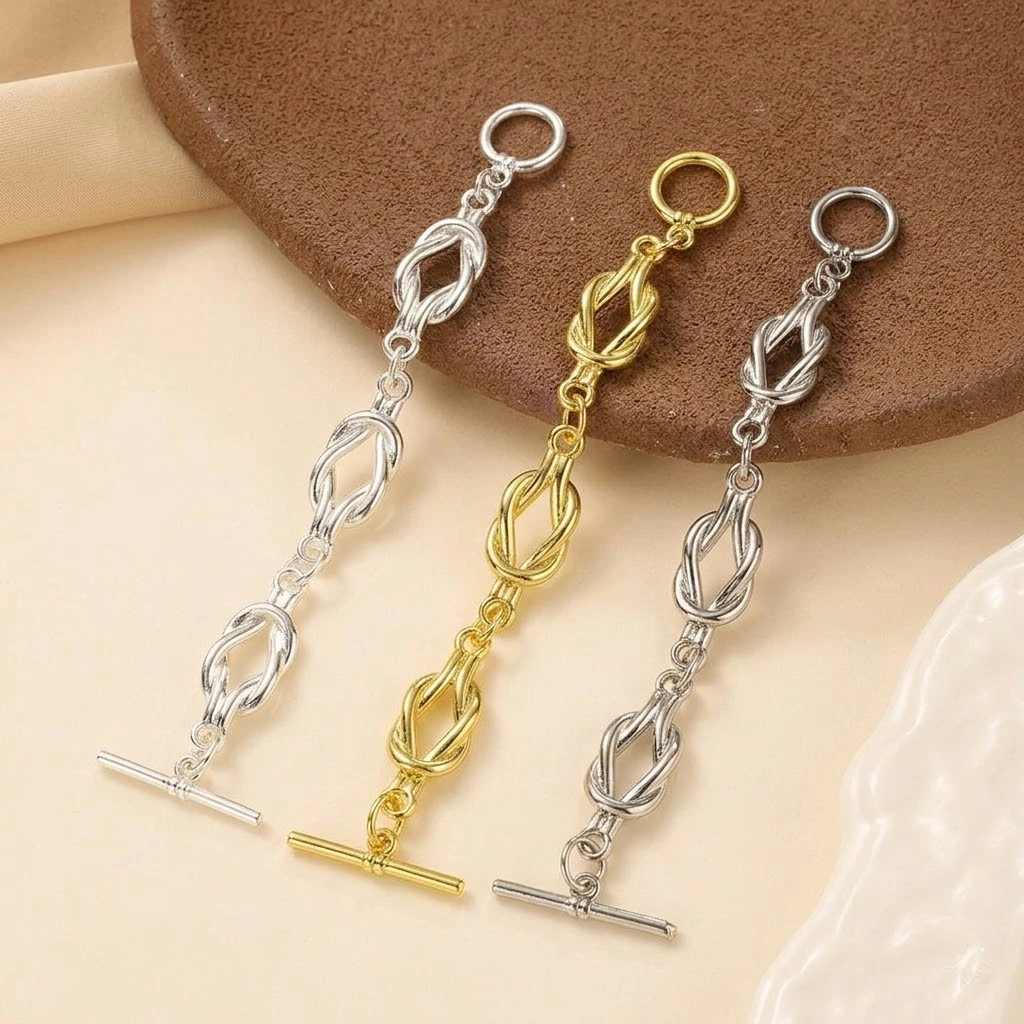 1/2 Stück Kupfer 14K Vergoldeter Langer Kettenverbinder DIY Halsketten Armband OT-Verschluss Zubehör Schmuckherstellungsmaterial – Detail 1