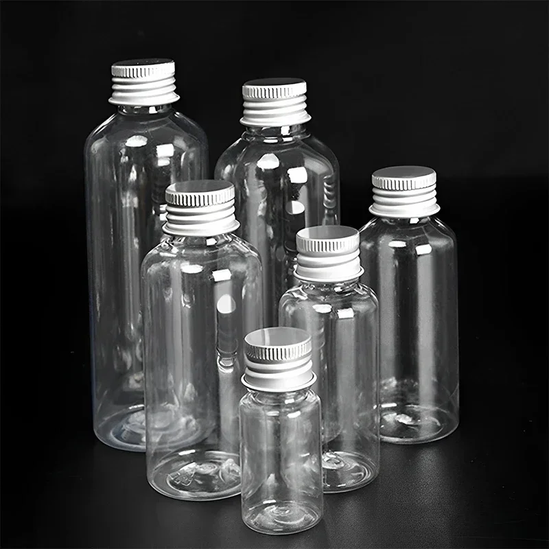 50 Stuks 5-100 Ml Lege Plastic Fles Met Aluminium Schroefdeksel Hervulbare Crème Monster Fles Draagbare Lotion container Voor Reizen