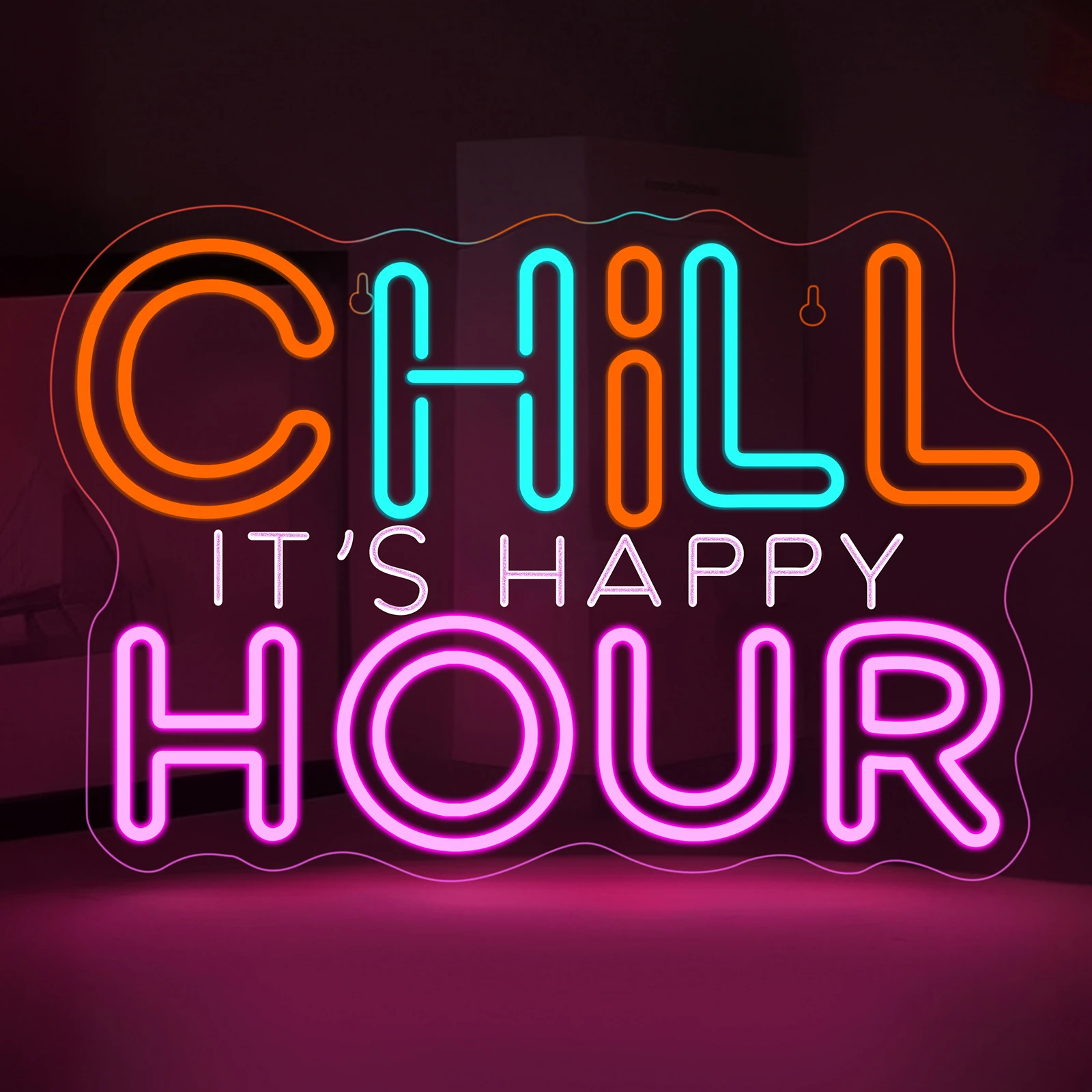 chill-it's-happy-hour-ネオンサイン-usb電源調光可能ledアートウォールデコレーション-バー、パブ、マンケイブ、パーティー、クラブ用