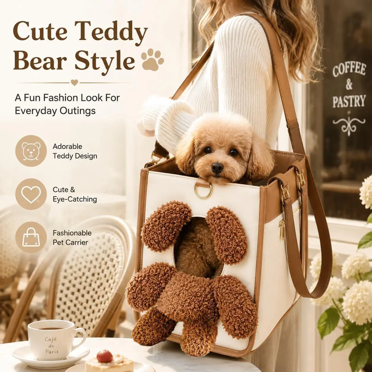 Teddy Bear Pet Backpack – 2-in-1 Multifunctional Cat Dog Carrier Handbag for Small Puppy Kittens, Portable, Free Shipping