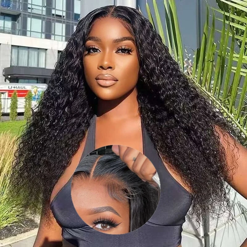 Curly 5x5 6x4 HD Transaprent Lace Closure Human Hair Wigs Wear and Go Loose Deep Wave Lace Frontal Natural Color Wigs for Women