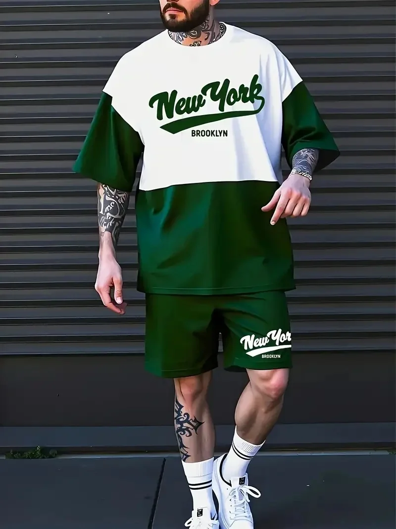 

2025 Latest Hot T-shirt Set 3D Vacation Style Trendy Various Elements Fashionable Street Men's Set Summer Top Shorts Breathable
