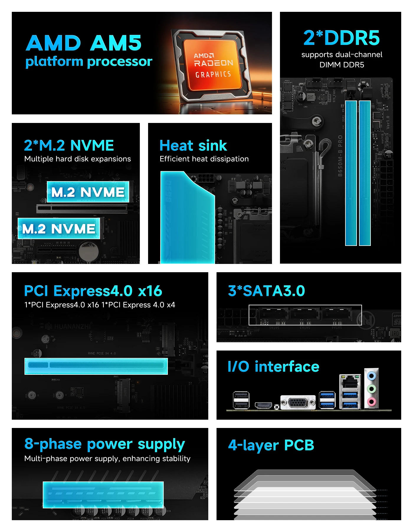 HUANANZHI B650M B Pro เมนบอร์ด - X870E Atx Motherboard บทวิจารณ์และราคา