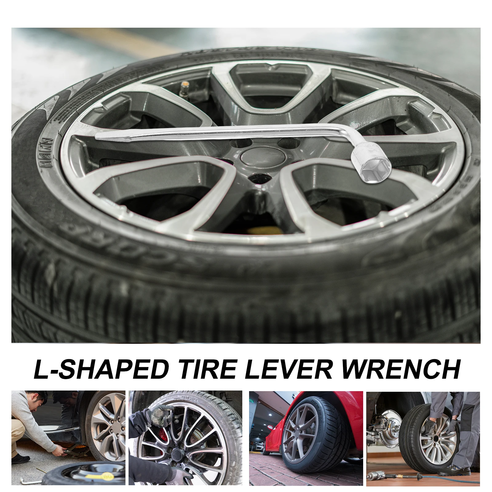 

L-Shape Car Tire Lug Wrench Multifunctional Wheel Nut Remover Tool Hex Socket Vehicle Truck Van Repair Automotive Supply Tire