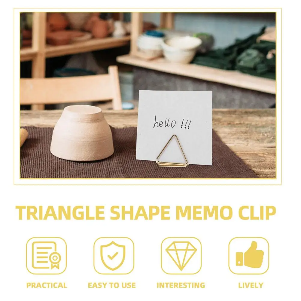 20 Pcs Triangle Memo Clips Paperclips Note Holders Table Number Stands Colored Place Card Metal Desk Accessories