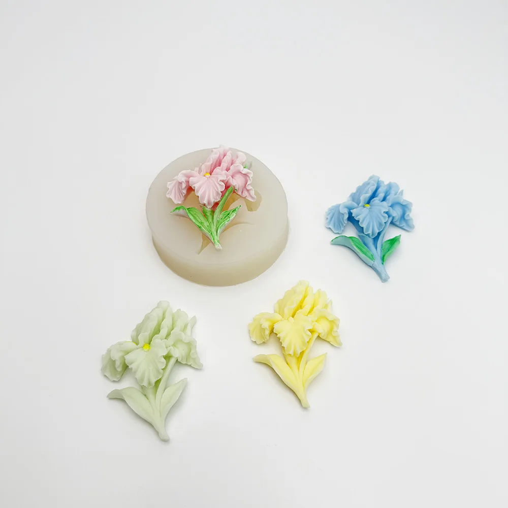 قالب سيليكون لصناعة يدوية لشموع الجبس المعطرة على شكل زهرة القزحية #5