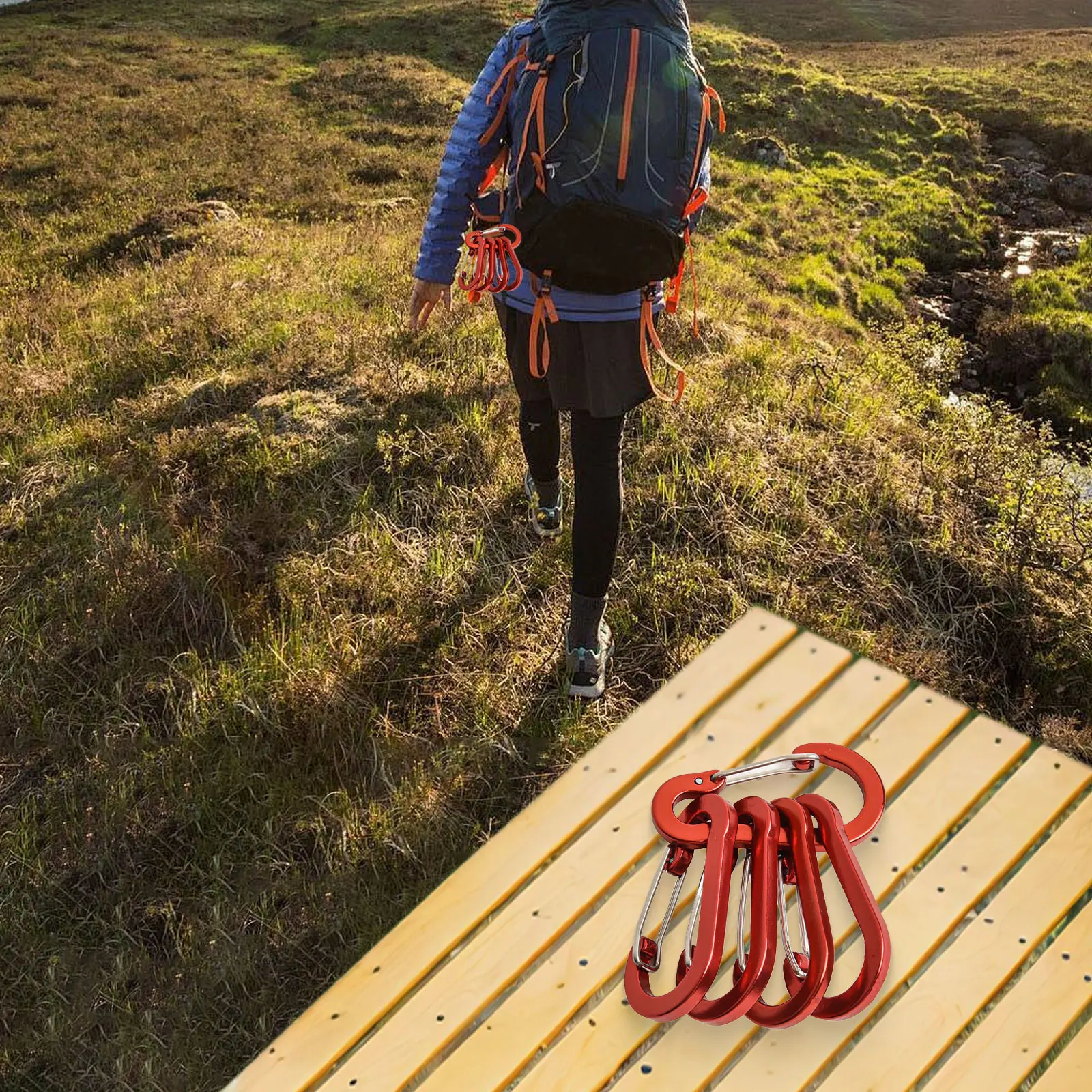 5 Lightweight Carabiner Clips Made of Aluminum Alloy for Securing Keys Water Bottles Tools and Small Gear For Outdoors