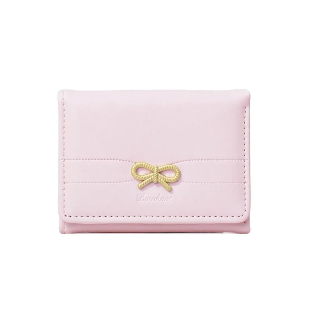 

Изысканная короткая складная сумка для карт с бантом ярких цветов, корейский стиль, тройной кошелек, многофункциональный однотонный держатель для карт для путешествий