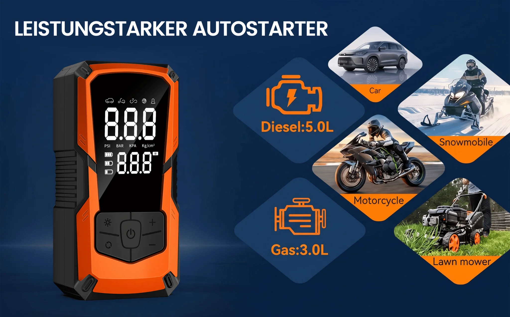 STSCELZ Portable Jump Starter Air Compressor for 12V Cars, 150 PSI Tire Inflator with Digital Gauge and Auto Shut-Off