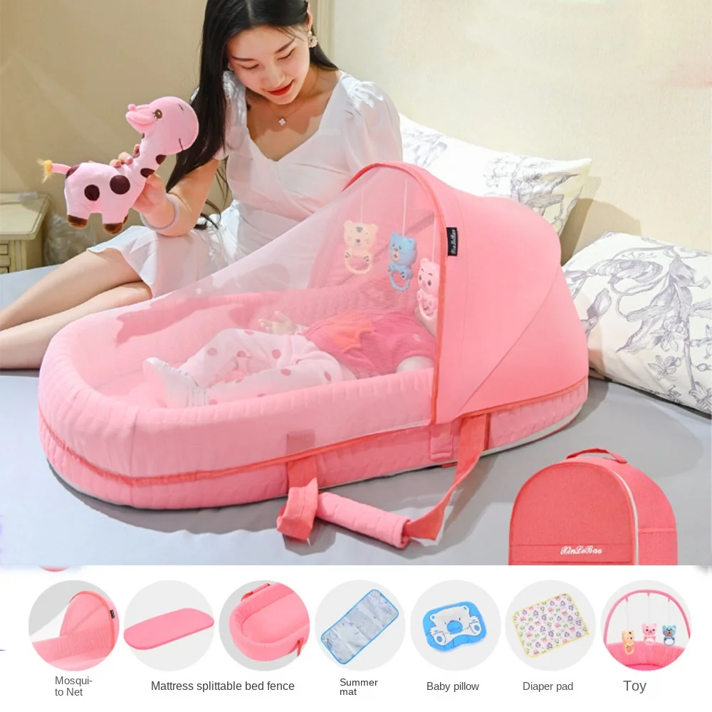 Newborn Baby Bed High Quality Backpack Crib Bassinet Mommy Diaper Bag Travel Convenience with Mosquito Net Pillow Mattress Toy