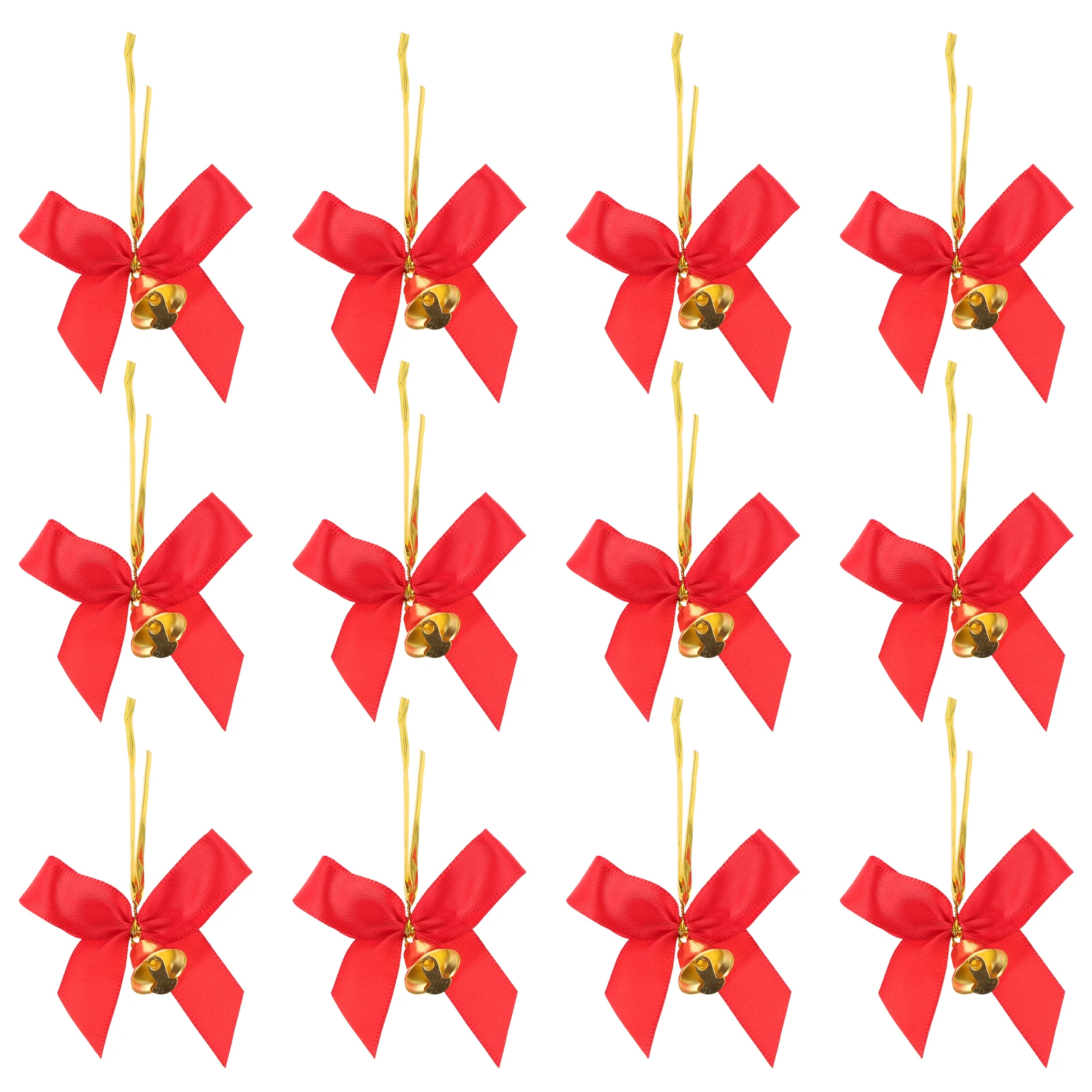 

12Pcs Red Christmas Bow Ornaments Bells Festive Hanging Decoration for Tree Indoor Holiday Decor Christmas Bow Decorations