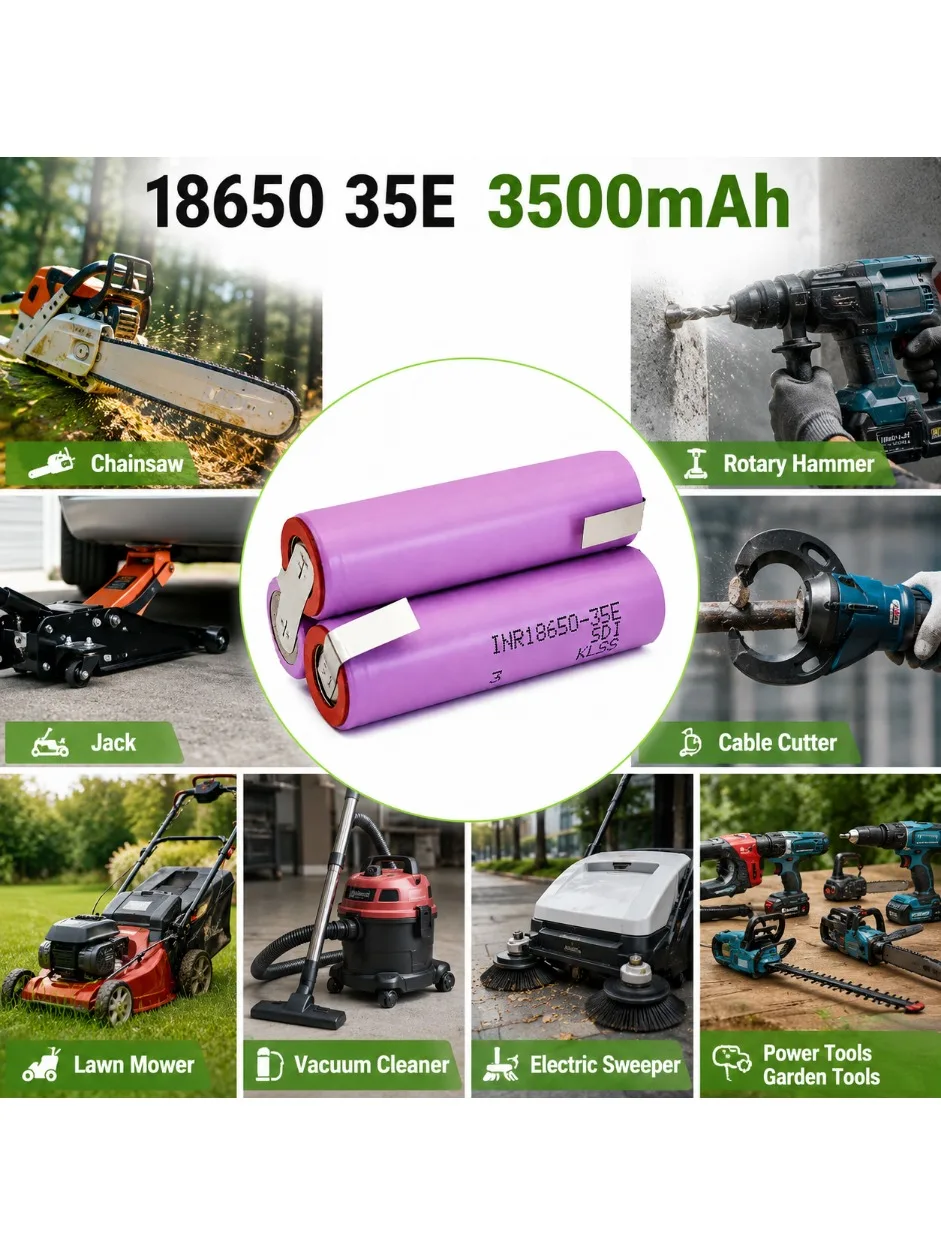Akumulator litowo-jonowy 18650 35E 3500mAh 2S1P-6S1P 12V 14.4V 18V 21V 25.2V do elektronarzędzi budowlanych i akumulatorów DIY — 2