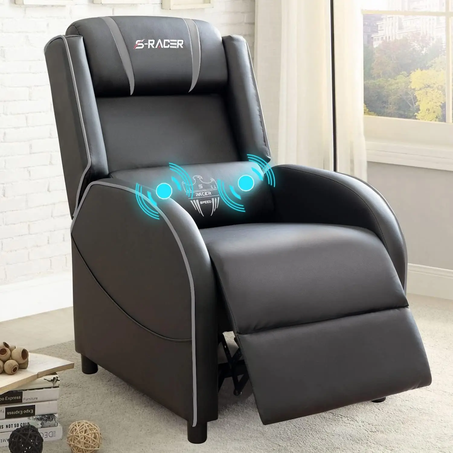

Massage Gaming Recliner Chair,PU Leather Home Theater Seating,Modern Living Room Recliners Ergonomic Comfortable Gamer Lounge