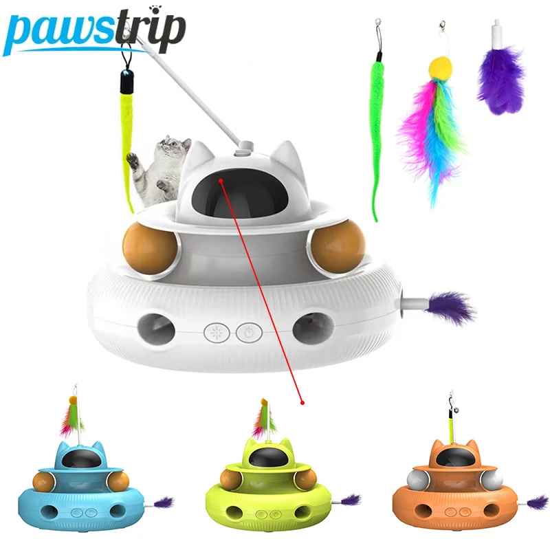 

4-In-1 Interactive Cat Toy Smart Cat Teaser Stick Pet Turntable Catching Training Toys for Cats Usb Charging Pet Supplies