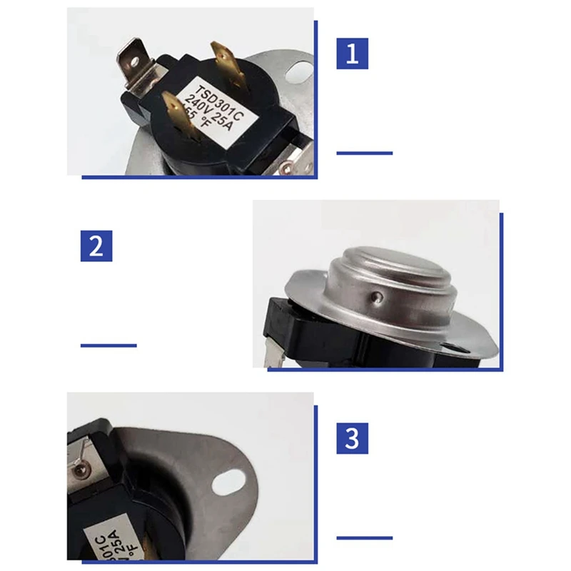 Peças de reposição do termostato do ciclo do secador, Fácil instale para 3387134, 3387135, 3387139, WP3387134VP, 306910, 3387134, 2X