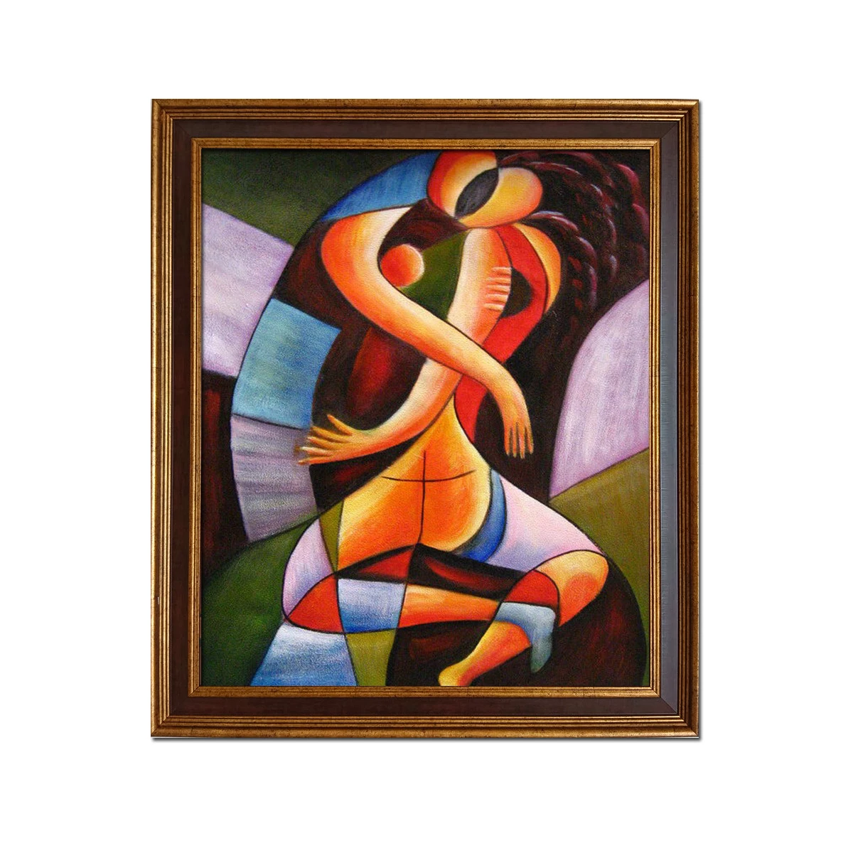 

Golden Framed-Hand Painted Figures Abstract Oil Painting Reproduction on Canvas Wall Art Modern Home Decor