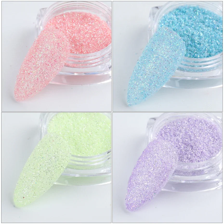 6 BOX Shimmer Nail Glitter Set Sugar Powder Pink Blue Sandy Pigment Flakes Decorations Dust NF1539-28