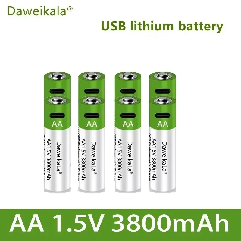 Fast charging 1.5V AA lithium ion battery with 3800mah capacity and USB rechargeable lithium USB battery for toy keyboard