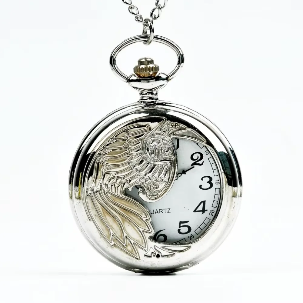 

Luxury Sliver Phoenix Carving Pocket Watch Mechanical Automatic Clocks Time Xmas Gift