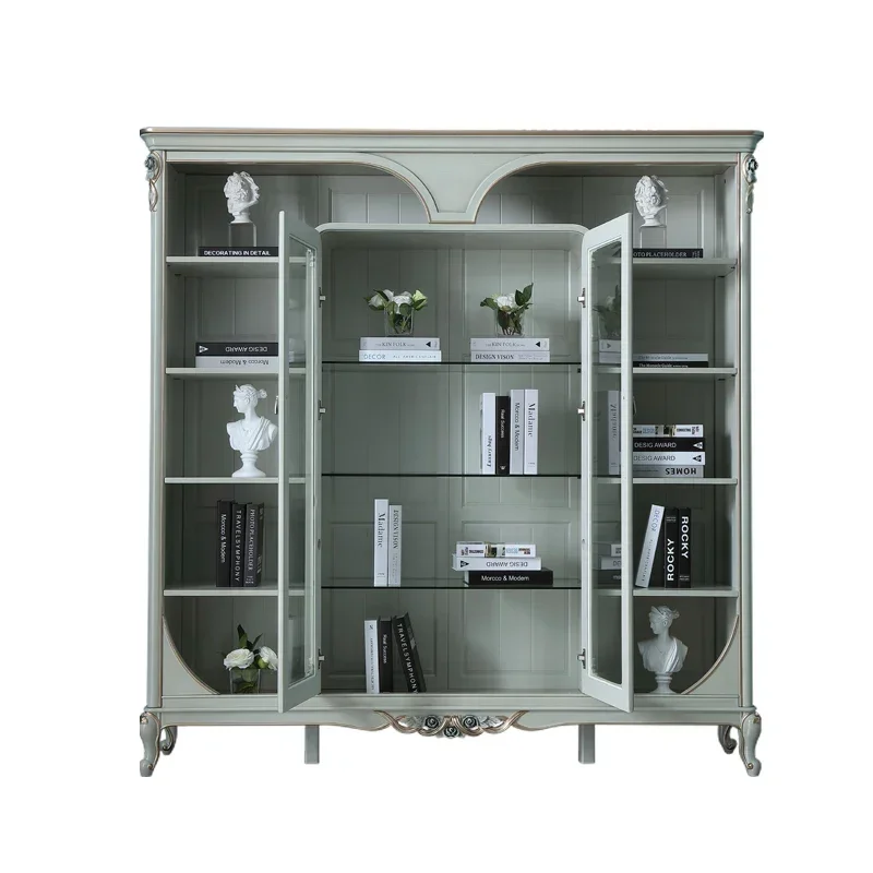 Luxury solid wood bookcase study bookcase household glass