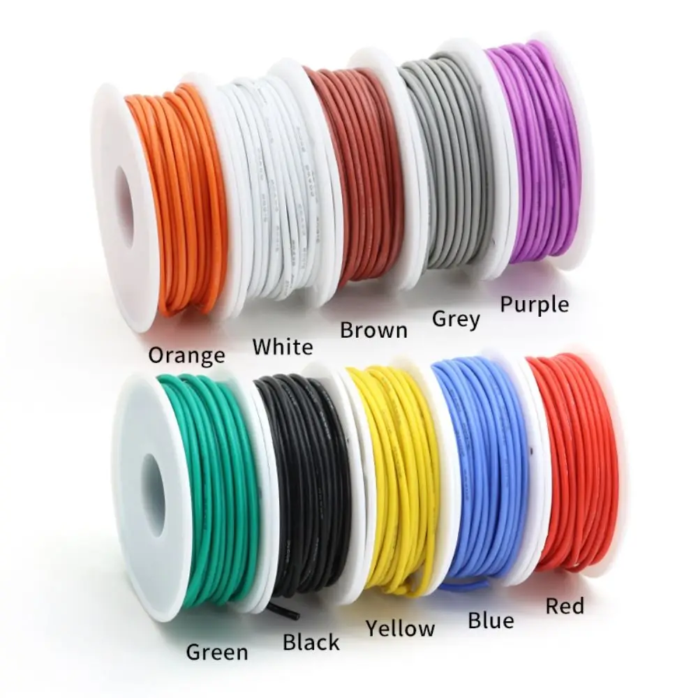 6 Colors AWG Electric Wire Solid Cable Tinned Copper Silicone Stranded Electric Wires Widely Utilized Universal