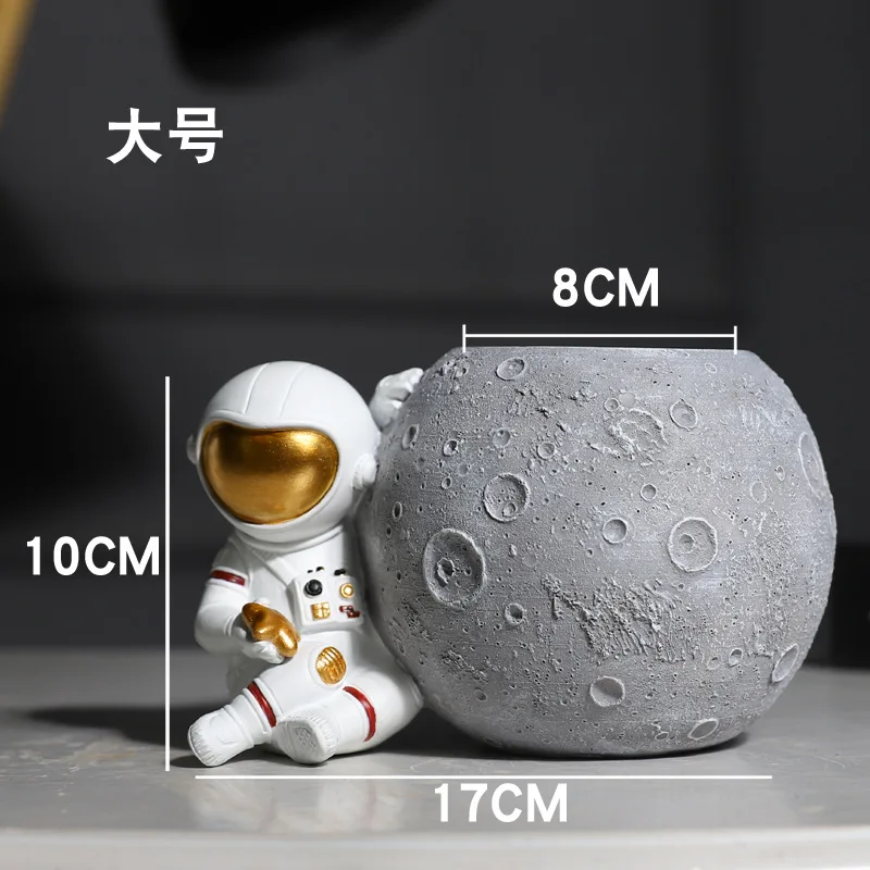 Portalápices de astronauta creativo para niños, caja de almacenamiento de escritorio para oficina, artesanías de resina, astronauta
