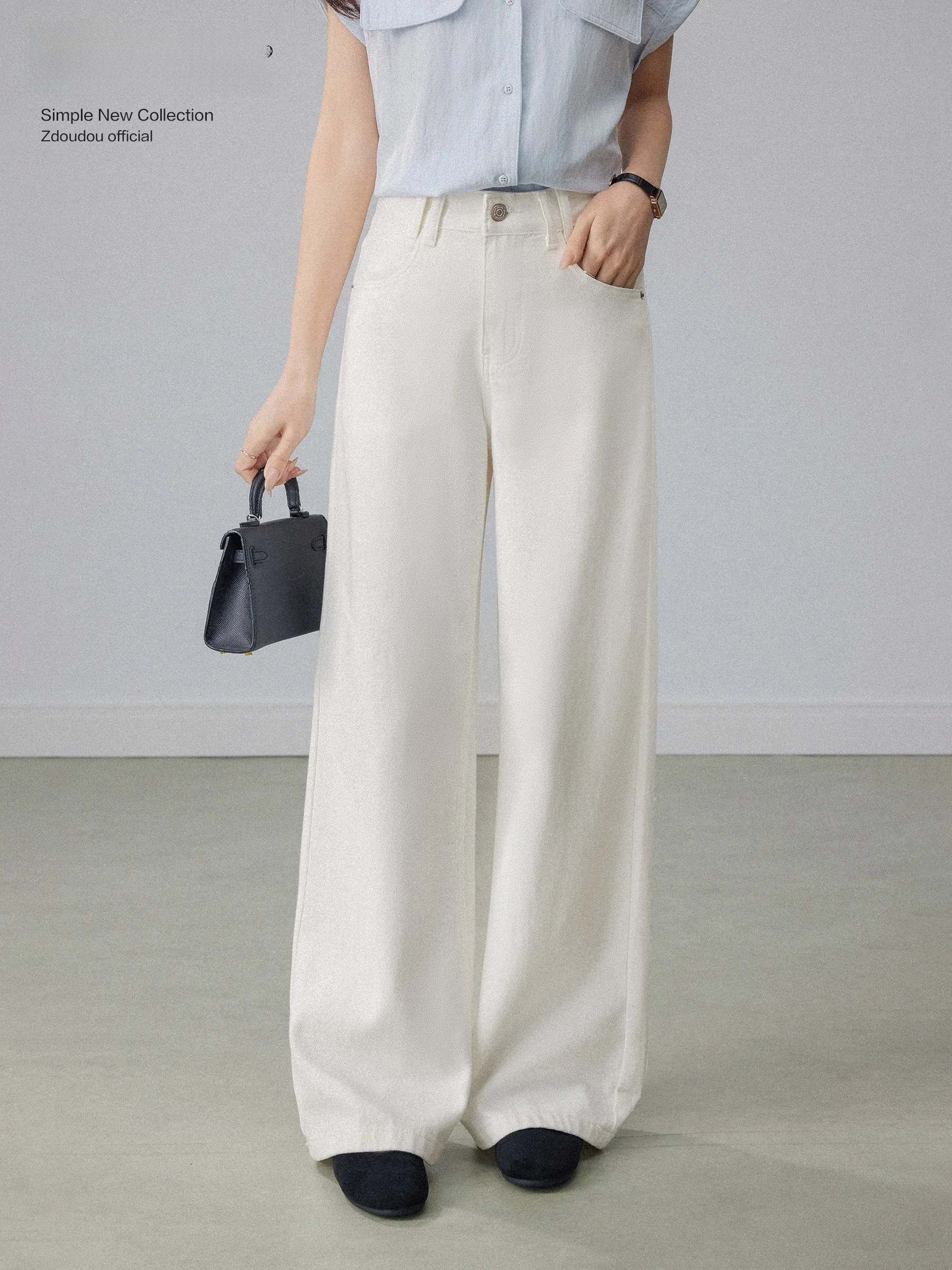 

High Waist Straight Leg Casual Pants Women's Early Spring Simple Match Commute Slimming Drapey Wide Leg Pants