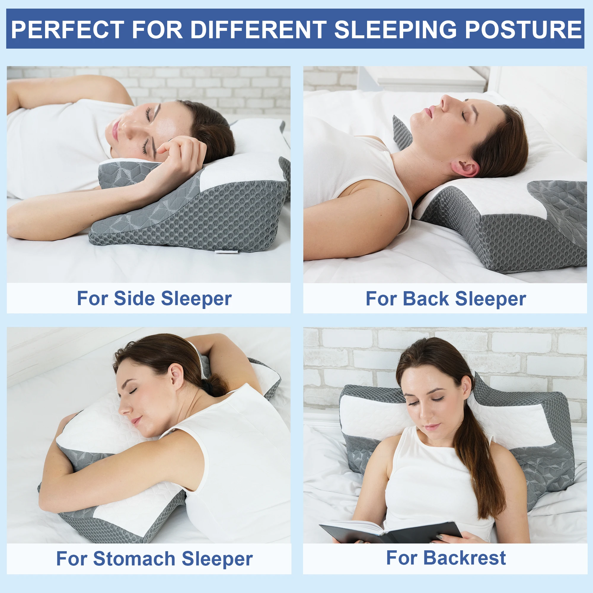 Elviros Memory Foam Pillows, Ergonomic Cervical Pillow for Sleeping, Orthopedic Contour Pillow For Neck Support for Side Sleeper