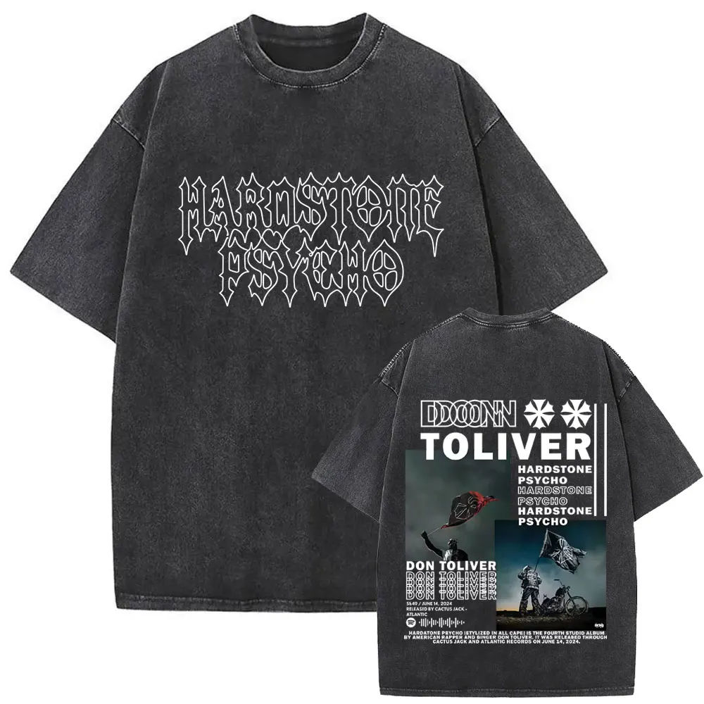 Gewassen Vintage Rapper Don Toliver Hardstone Psycho Tour Merch T-shirt Mannen Vrouwen Hip Hop Mode Pop Muziek Oversized T-shirt Tops