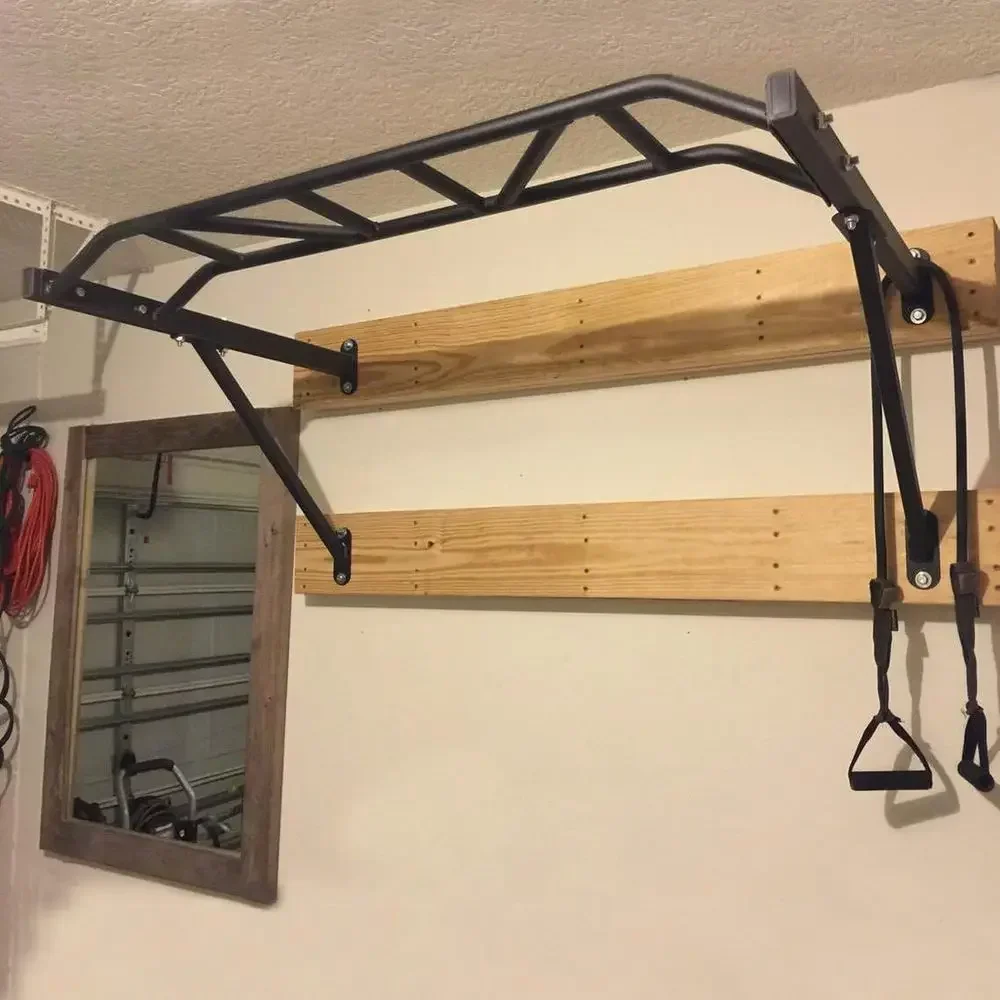 Wide Grip Wall Mount Pull-Up Bar, 48 Span, 600 LB Capacity, Fitness Equipment