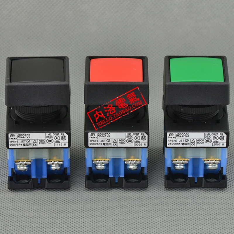 [SA]Japan's Fuji FUJI 22mm flat button switch AR22F0S AR22FOS 10 01 self-resetting 1NO square--10pcs/lot