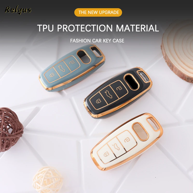 Fashion TPU Car Smart Key Cover Case Protection Shell For Audi A6 A7 A8 E-tron Q5 Q7 Q8 C8 D5 SQ8 Keyless Holder Car Accessories