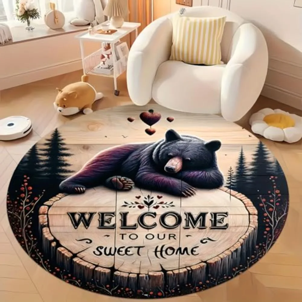 Round Area Rug Irregular Spotted Matrix Printed Synthetic Animal Skin Pattern Dark Charcoal Base for Patio Balcony Floor