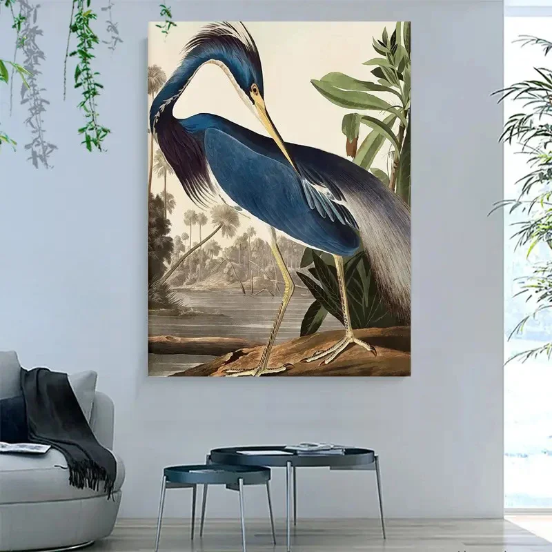 Blue Heron Poster and Prints Bird Art Canvas Painting Wall Art Picture for Living Room Home Decor No Frame