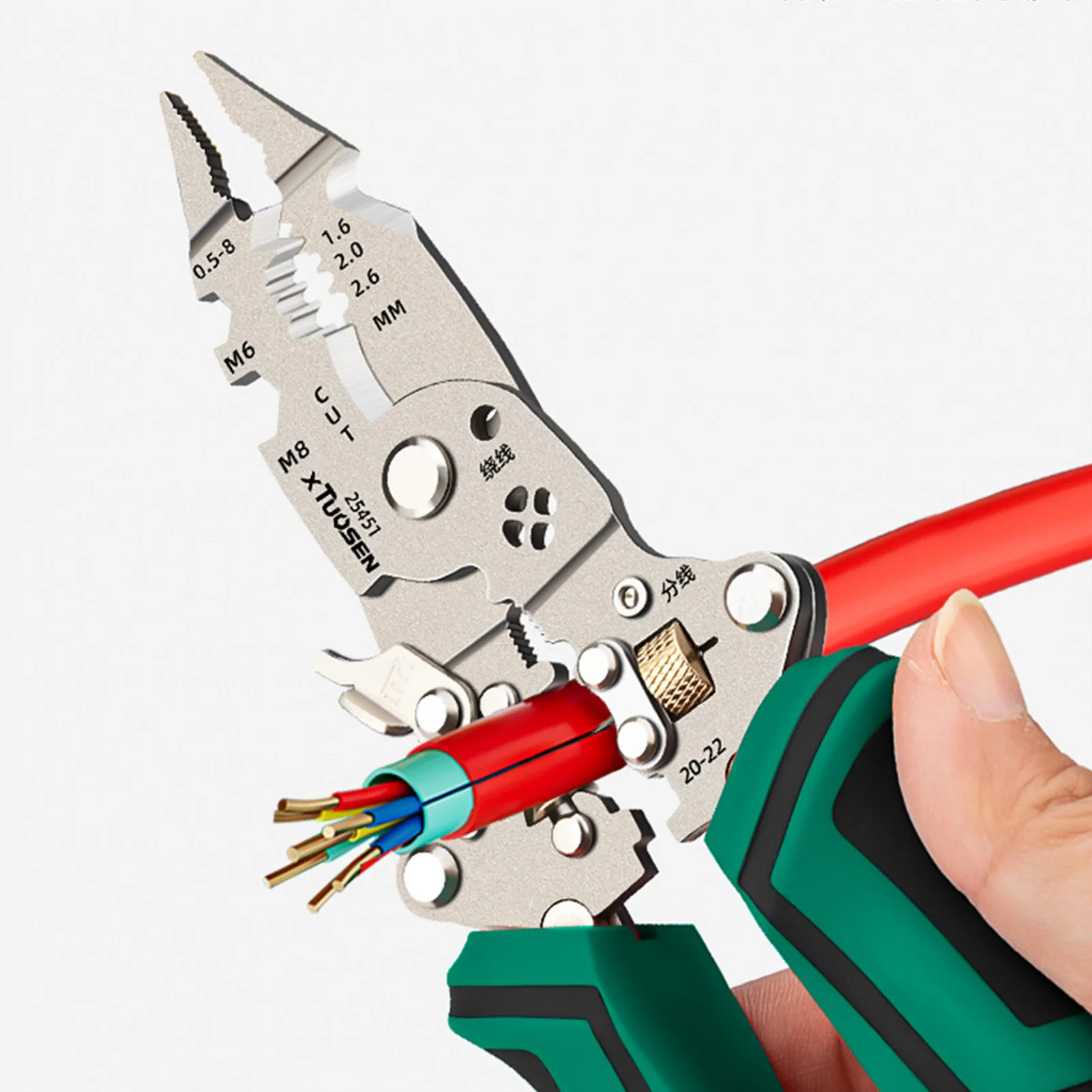 Voltage Testing Wire Stripping Pliers Professional for Home Electrical Repair 16-in-1 Carbon Steel Crimping Tool Kit