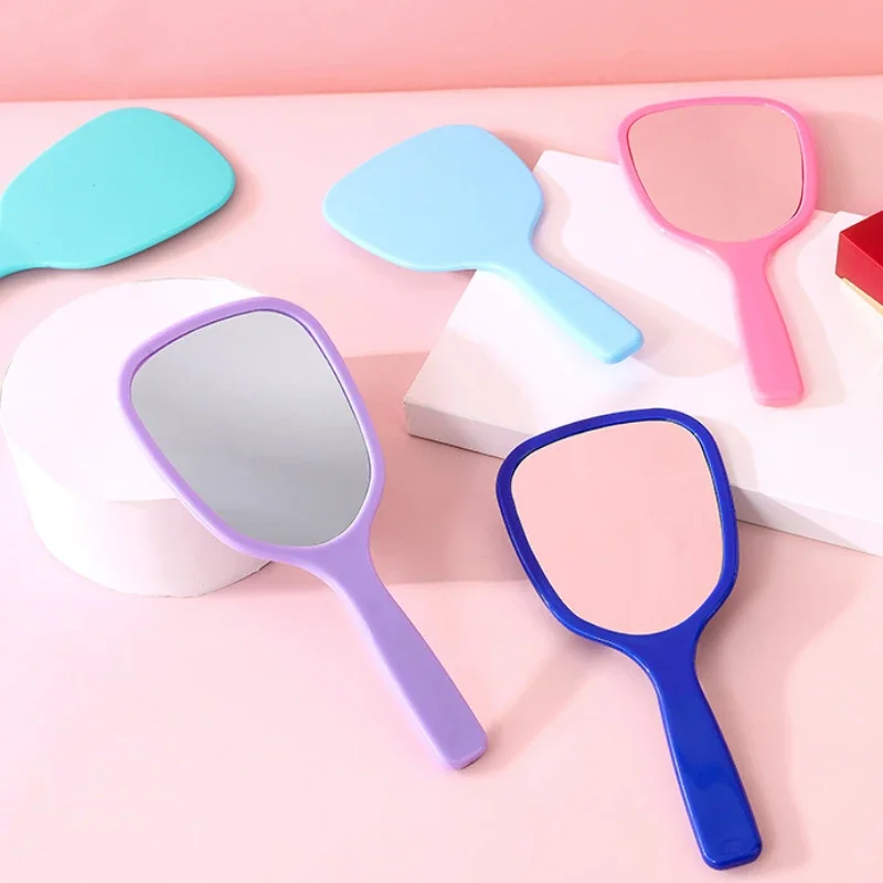 Korean Version of The Cartoon Makeup Mini Portable Handheld Mirror Single Handle Mirror Girl Cute Small Mirror Makeup Tools