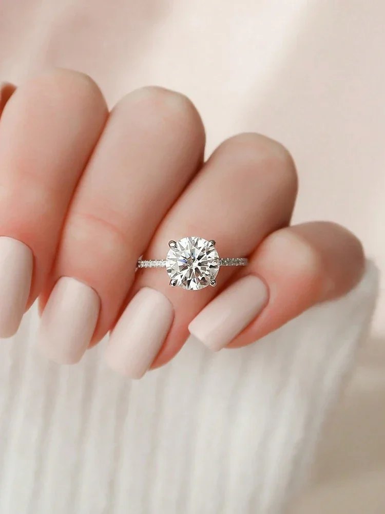 

DWJ 2-каратное великолепное круглое кольцо с муассанитом и бриллиантами для женщин, настоящее серебро 925 пробы, обручальное свадебное роскошное ювелирное украшение