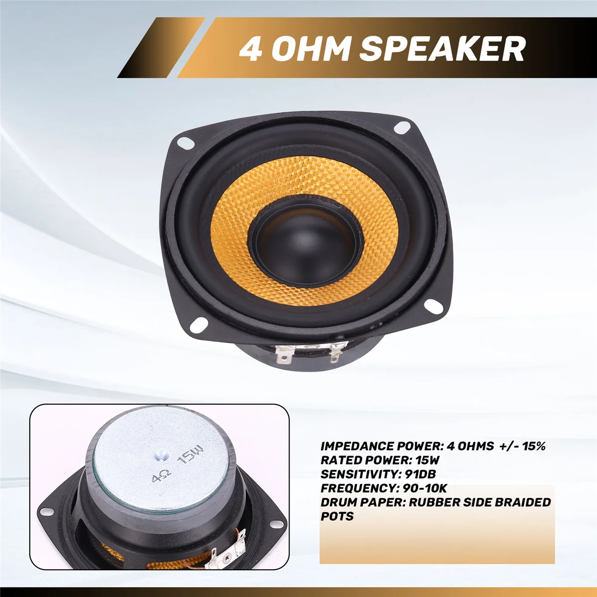 SMIEA 1 шт. 4-дюймовый аудио портативный динамик 4 Ом 15 Вт басовый динамик DIY профессиональный мультимедийный сабвуфер динамики для звуковой системы