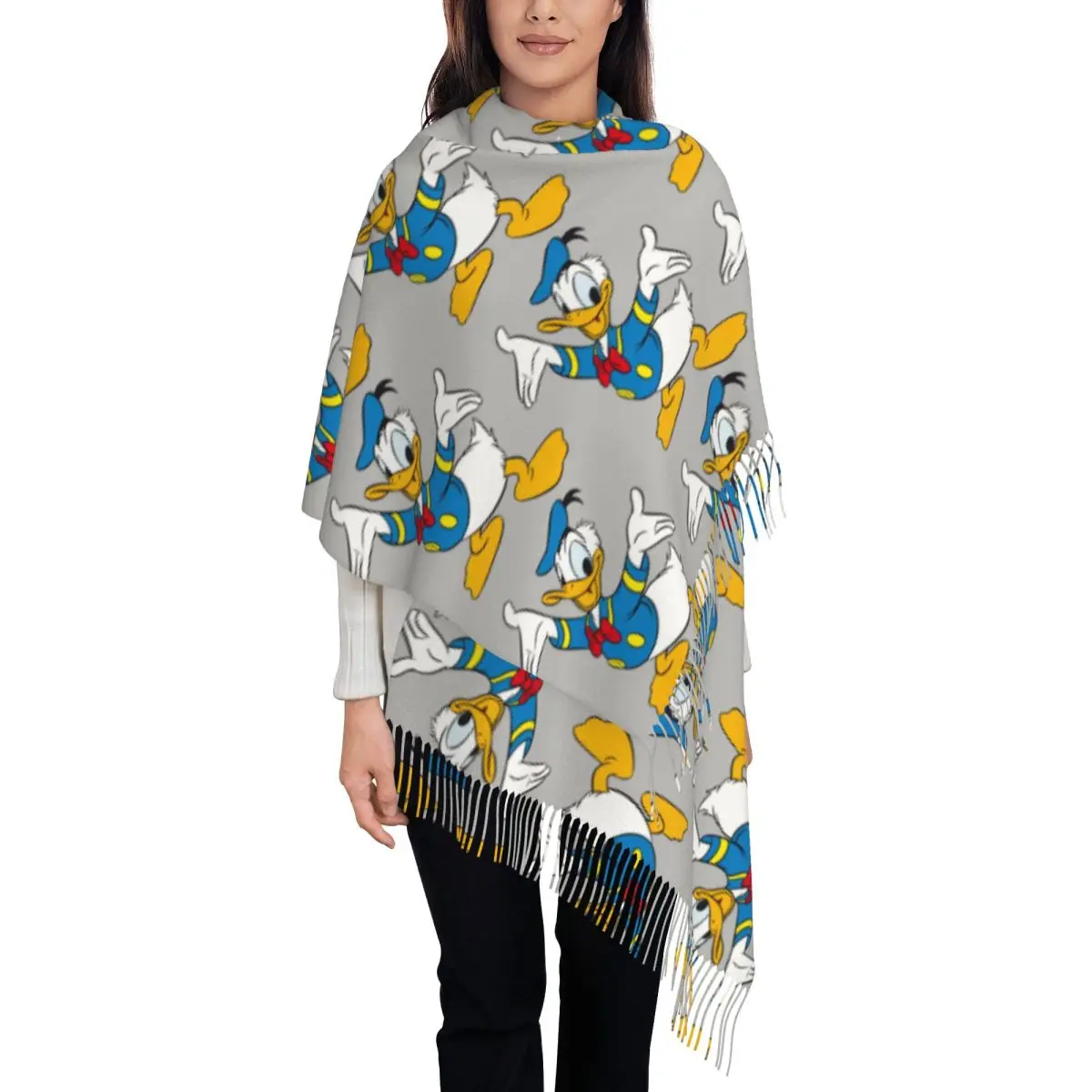 

Шарф с героями мультфильмов «Дональд Дак» на заказ, мужские и женские зимние теплые шарфы, шаль