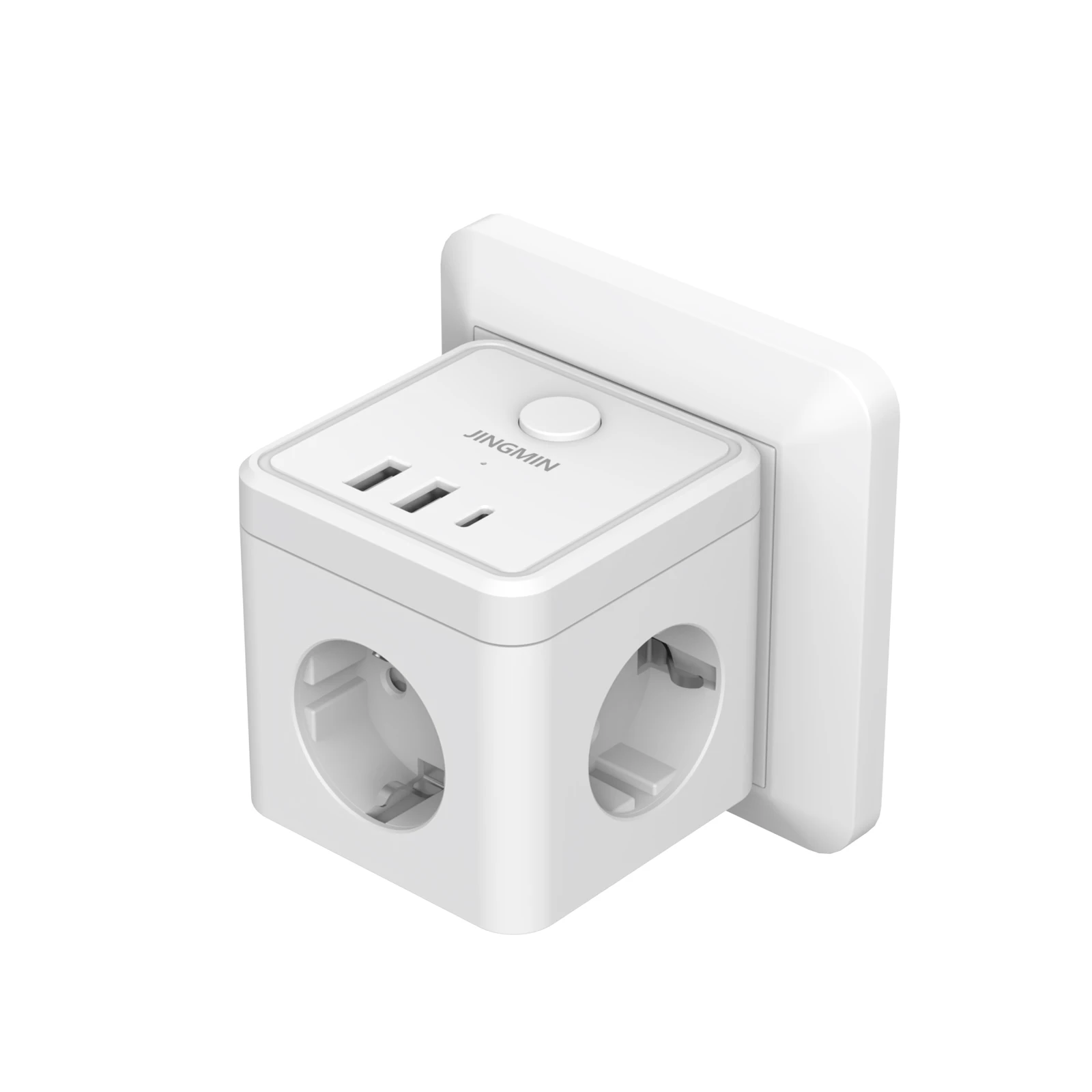 Wandsteckdosen-Extender mit Schalter, 3 Steckdosen, 2 USB-A- und 2 Typ-C-Anschlüsse, tragbare Würfelsteckdose, Steckdosenleisten-Adapter, Ladegerät für Reisen