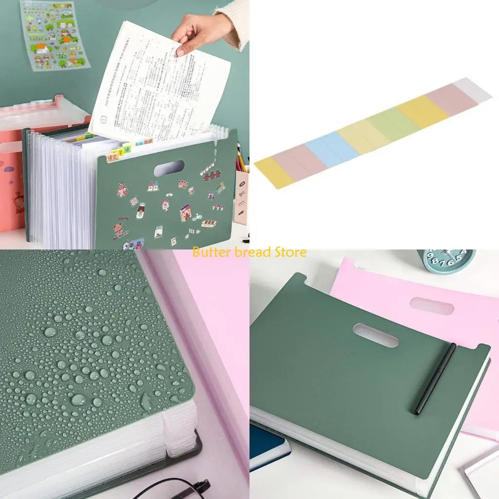 W89C Expanding File Folder Office Accordion Folder with Handles Pen Slot
